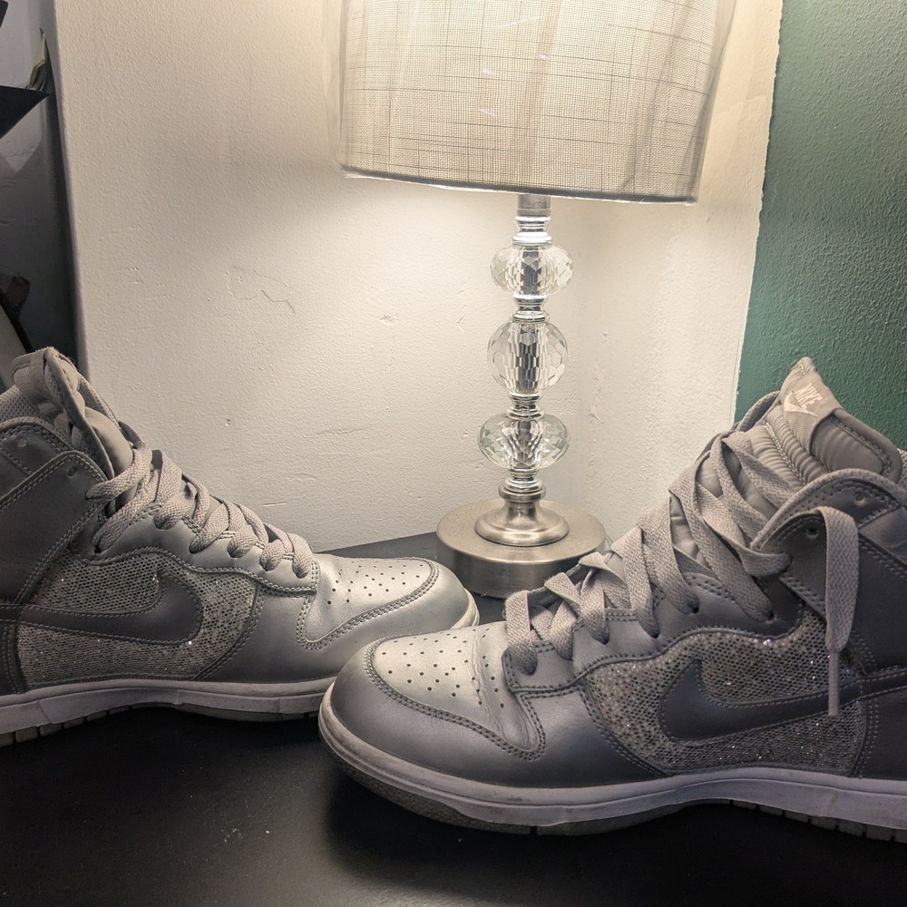 Nike Dunk High-Top Sneakers in Silver and Gray